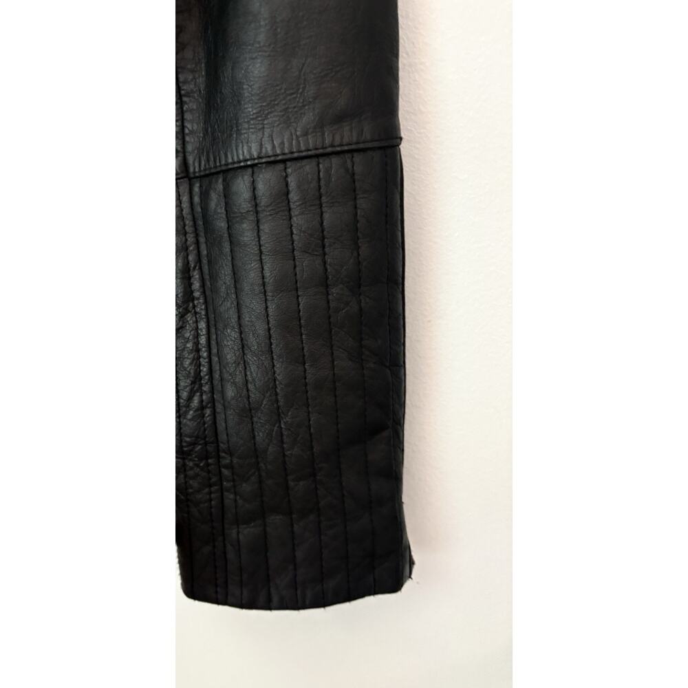 GUESS Vintage 100% Leather Jacket Biker Black Zip Women's Size Small - Picture 10 of 16